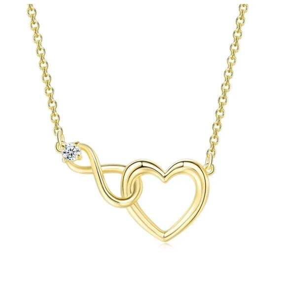 Infinity Heart Set - Gold - CZs - 16-18" Necklace & Bracelet - Picture 2 of 3
